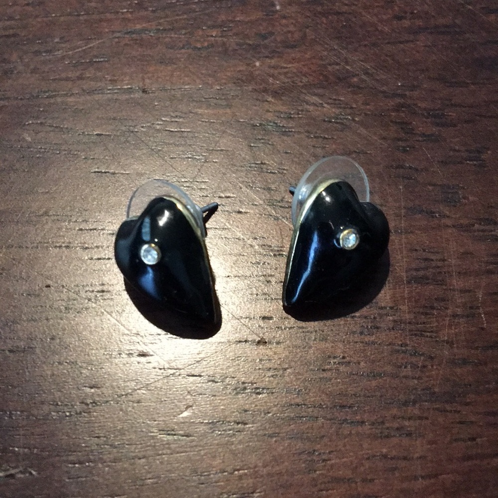 Betsey Johnson Black Heart Earrings